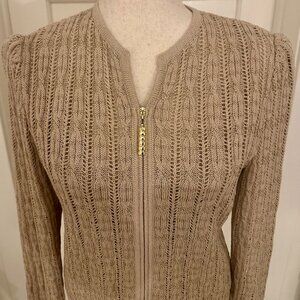 St. John Knit Gold & Tan Cardigan 4